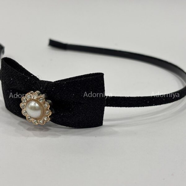 Elegant Bow Headband with Pearl and Crystal Accent