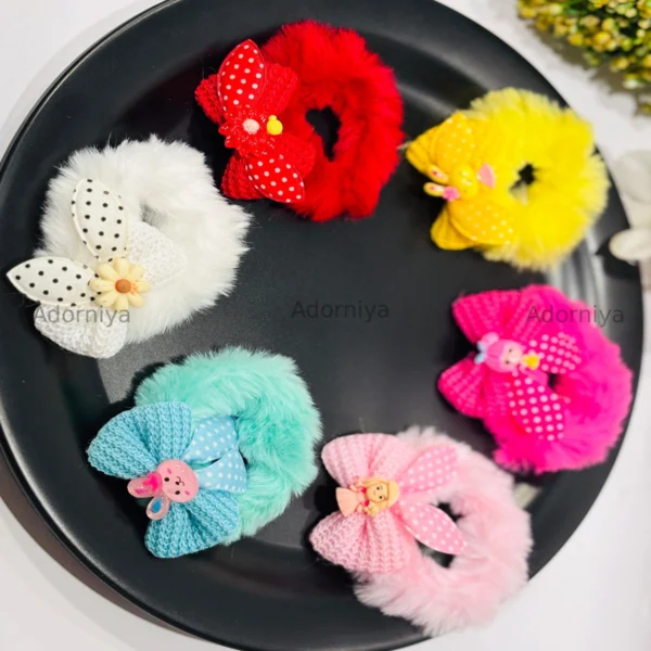 Furry Hair Scrunchies for Girls