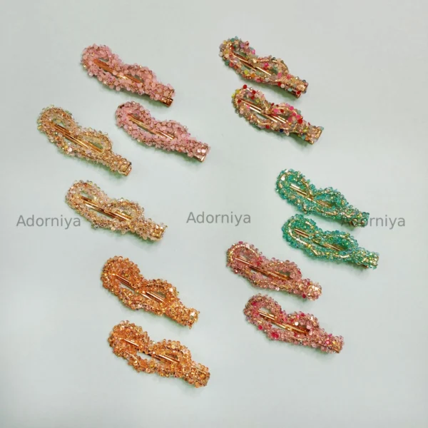 Glitter Resin Beaded Hair Clips