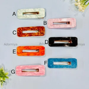 Marble Finish Rectangle Hair Clip