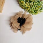 pearl flower hair clip for women beige organza floral hair accessory