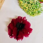 pearl flower hair clip for women Burgundy organza floral hair accessory