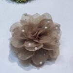 pearl flower hair clip for women beige organza floral hair claw