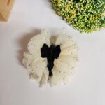pearl flower hair clip for women creame organza floral hair accessory
