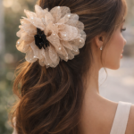 pearl flower hair clip for women model view