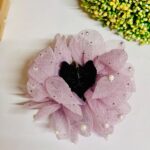 pearl flower hair clip for women pink organza floral hair accessory