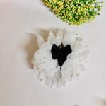 pearl flower hair clip for women white organza floral hair accessory